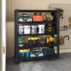Heavy Duty 5 Tier Adjustable Metal Shelving Unit With Pegboard And Wheels For Multipurpose Storage - Black - Image 5