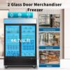 Glass Door Merchandiser Freezer 44.7 Cu.Ft Swing Door Commercial Reach-In Display Freezers With LED Top Panel Upright Freeze Storage - Black - Image 4