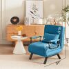 Convertible 5 In 1 Folding Chair Bed With Adjustable Backrest & Pillow Linen For Small Spaces - Blue - Image 3