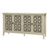 Hollowed Out Cabinet With 4 Doors, American Furniture, Suitable For Bedroom, Living Room, Study - Natural - Image 7