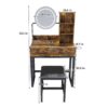 Makeup Vanity Table With LED Lights, 3 Color Options, Power Outlet - Brown - Image 3