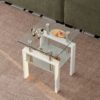 2 Pieces Tempered Glass End Table With Storage For Living Room In Modern Design - Clear - Image 2
