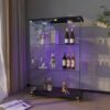 Modern Display Cabinet With LED Lights, Tempered Glass 2 Door Storage Case With 3 Shelves For Living Room Or Bedroom - Transparent - Image 5