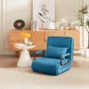 Convertible 5 In 1 Folding Chair Bed With Adjustable Backrest & Pillow Linen For Small Spaces - Blue - Image 4