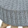 Ottoman, Pouf, Footrest, Foot Stool, Round Velvet, Natural Wood Legs, Contemporary, Modern - Gray - Image 5