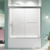 56" -60" W*58" H Semi-Frameless Double Sliding Tub Door, Bypass Bathtub Shower, 1 / 4" (6Mm) Thick SGCC Tempered Glass Door - Chrome - Image 2