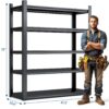 Industrial Metal 5 Tier Storage Shelves, Adjustable Heavy Duty Garage Shelving Unit - Brushed Nickel - Image 14