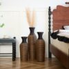 3 Piece Set Of Decorative Floor Vases, Classic And Neat Floor Vases With High Independent Flower Racks, Artificial Vine Vases, Home Decoration Flower Racks - Beige / Black - Image 3