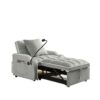 3 In 1 Convertible Sleeper Chair Sofa Bed, Adjustable Pull Out With Multi Pockets Velvet - Gray - Image 13