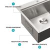 25" Drop In Kitchen Sink Stainless Steel 16 Gauge Workstation Single Bowl - White - Image 8