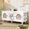 Furniture Style Cat Cabinet Cat Litter Box With Sisal Scratching Door - Cream White - Image 7
