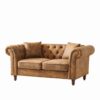 Chesterfield 3 And 2 Seater Sofa Set, High Tech Fabric Upholstered Couch For Living Room And Office - Brown - Image 8