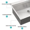 30" Topmount Stainless Steel Kitchen Sink With Workstation Ledge And Accessories - Black - Image 6