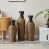 3 Piece Set Of Decorative Floor Vases, Classic And Neat Floor Vases With High Independent Flower Racks, Artificial Vine Vases, Home Decoration Flower Racks - Beige / Black - Image 7