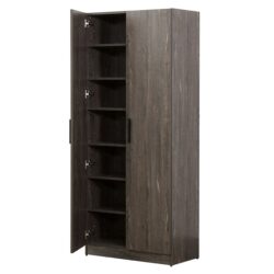 Mia Farmhouse Shoe Cabinet With 6 Shelves - Gray