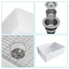 28" Farmhouse Sink Ceramic Single Bowl With Drain Assembly And Bottom Grid - White - Image 7