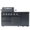 Deluxe - 4 Burner 72000 Btu Stainless Steel Gas Outdoor Kitchen Barbecue Grill With Side Burner & Rotisserie Kit - Black - Image 6