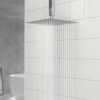 10" Square Rainfall Shower Head, Wall / Ceiling Mounted, Stainless Steel - Chrome - Image 2