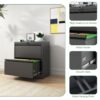Premium 2 Drawer Metal Lateral File Cabinet With Lock Steel Wide Horizontal Filing Cabinets For Home Office - Black - Image 7