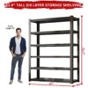 Industrial Heavy Duty 6 Tier Metal Garage Shelving Unit For Storage, Adjustable - Brushed Nickel - Image 3