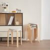 Stackable Bentwood Stools (Set of 4), Round Backless Chairs For Dining Room, Kitchen, Classroom - Light Gray - Image 6