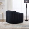Upholstered Oversized 360 Degree Swivel Accent Barrel Chair And Half Cozy Sofa With 3 Pillows, Channel Tufted Pumpkin Shape Club Armchair For Living Room, Bedroom, Office, Lounge - Black - Image 8
