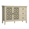 Hollowed Out Cabinet With 2 Door 3 Drawers, American Furniture, Suitable For Bedroom, Living Room, Study - Natural - Image 6