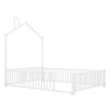 Full Size Metal House Platform Bed With Guardrail And Chimney - White - Image 10