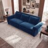 King Pull Out Sofa Bed, Chesterfield Sofa, 3 In 1 Velvet Convertible Sleeper Sofa With Nailhead Trim & Rolled Arm For Living Room, Bedroom, Apartment, Office - Blue - Image 5