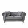 Chesterfield Velvet Upholstery Fabric Sofa With Roll Armrest & Nailhead, 3 And 2 Seater - Gray - Image 9