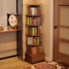 6 Tier Rotating Bookshelf With Wheels, 360° Wood Corner Bookcase Organizer For Small Spaces - Walnut Brown - Image 2