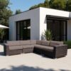 Ana - Outdoor Sectional Sofa With Cushions - Brown - Image 7