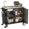 Outdoor Grill Cart With 304 Stainless Steel Sink And Cabinet - Black / Silver - Image 5