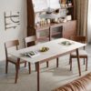 Round Corner Diagonal Leg Telescopic Table For 6 - 8 People To Meet Dining Table - White / Walnut - Image 5