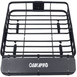 Rooftop Cargo Carrier Basket Motoring Roof Rack, Top Mount Roof Rack Steel - Black