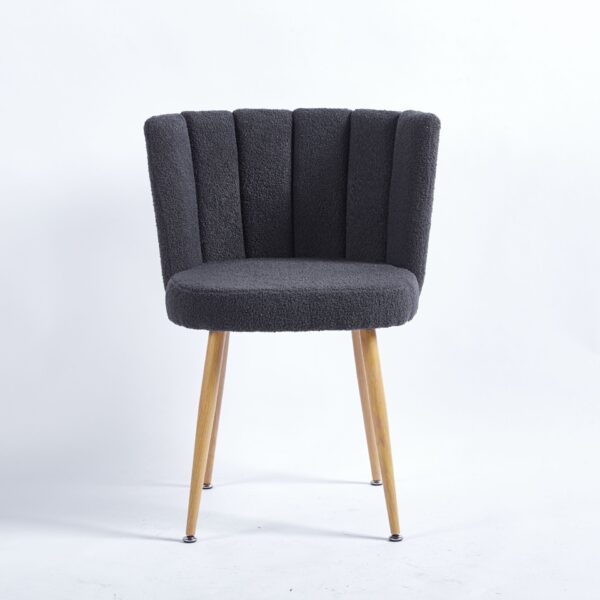 Modern Dining Chair (Set of 2) With Iron Tube Wood Color Legs, Shorthair Cushions And Comfortable Backrest, Suitable For Dining Room, Living Room, Cafe, Simple Structure - Gray
