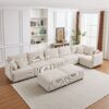 Multi Module Combination Style Sofa For Living Room And Other Lounge Spaces, Modern Minimalist Corduroy Combination Sofa With 2 Comfort Cushions With USB & C Charging Ports, 2 Sets - Beige - Image 17