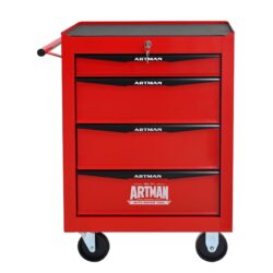Rolling Metal Tool Chest With 4 Drawers, 20" Steel Storage Cabinet With Ball Bearing Slides - Red / Black