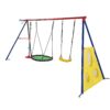 5 In 1 Swing Set With Textilene Swing And Tree Swing Disc Metal Plastic Safe Swing Seat For Outdoor Playground - Blue / Green - Image 10