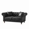 Chesterfield Sofa, High Tech Fabric Roll Armrest - Black - Image 9