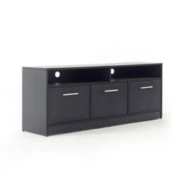 Holland - Contemporary TV Stand With 3 Soft Closing Doors - Dark Gray