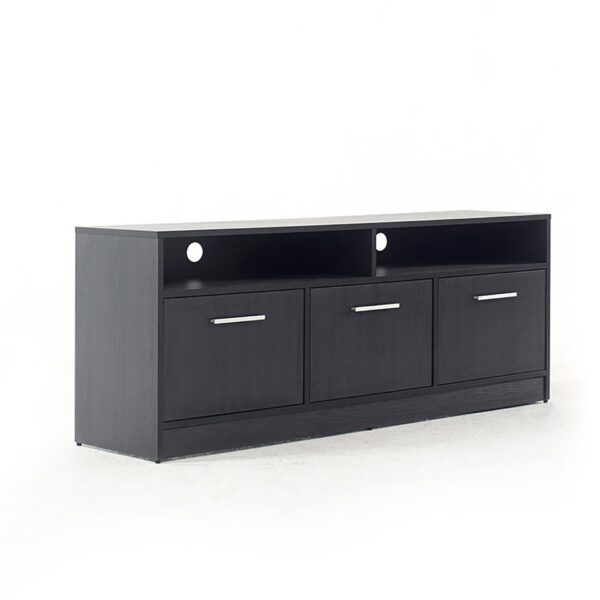 Holland - Contemporary TV Stand With 3 Soft Closing Doors - Dark Gray