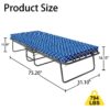 Metal Folding Bed Frame With Foam Mattress, Easy Storage, Movable With 4 Castors - Black / Blue - Image 3