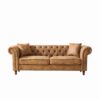 Chesterfield 3 And 2 Seater Sofa Set, High Tech Fabric Upholstered Couch For Living Room And Office - Brown - Image 9