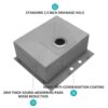 Stainless Steel Drop In Kitchen Sink 25" Topmount 16 Gauge R10 Deep Single Bowl - Black / Gray - Image 6