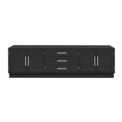 Modern Minimalist TV Stand For TVs Up To 75", Entertainment Center Media Console Cabinet With Adjustable Shelves - Black
