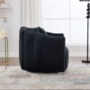 Upholstered Oversized 360 Degree Swivel Accent Barrel Chair And Half Cozy Sofa With 3 Pillows, Channel Tufted Pumpkin Shape Club Armchair For Living Room, Bedroom, Office, Lounge - Black - Image 7
