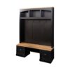 Farmhouse 4 In 1 Hall Tree With Wood Grain Bench And Top, Multifunctional Coat Rack With Hooks And Shell Handles, Mudroom Bench With Adjustable Shelves For Hallway, Living Room - Black - Image 11