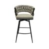 28" Bar Chair Linen Woven Bar Stool (Set of 2) Upholstered With Legs, 360 Swivel, Counter Arm Chairs With Back Footrest - Gray - Image 7
