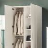 Viviane - Contemporary Wood Closet With Hanging Bars And 5 Shelves - White - Image 5